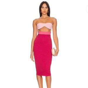 Susana Monaco Pink and Red Strapless Dress